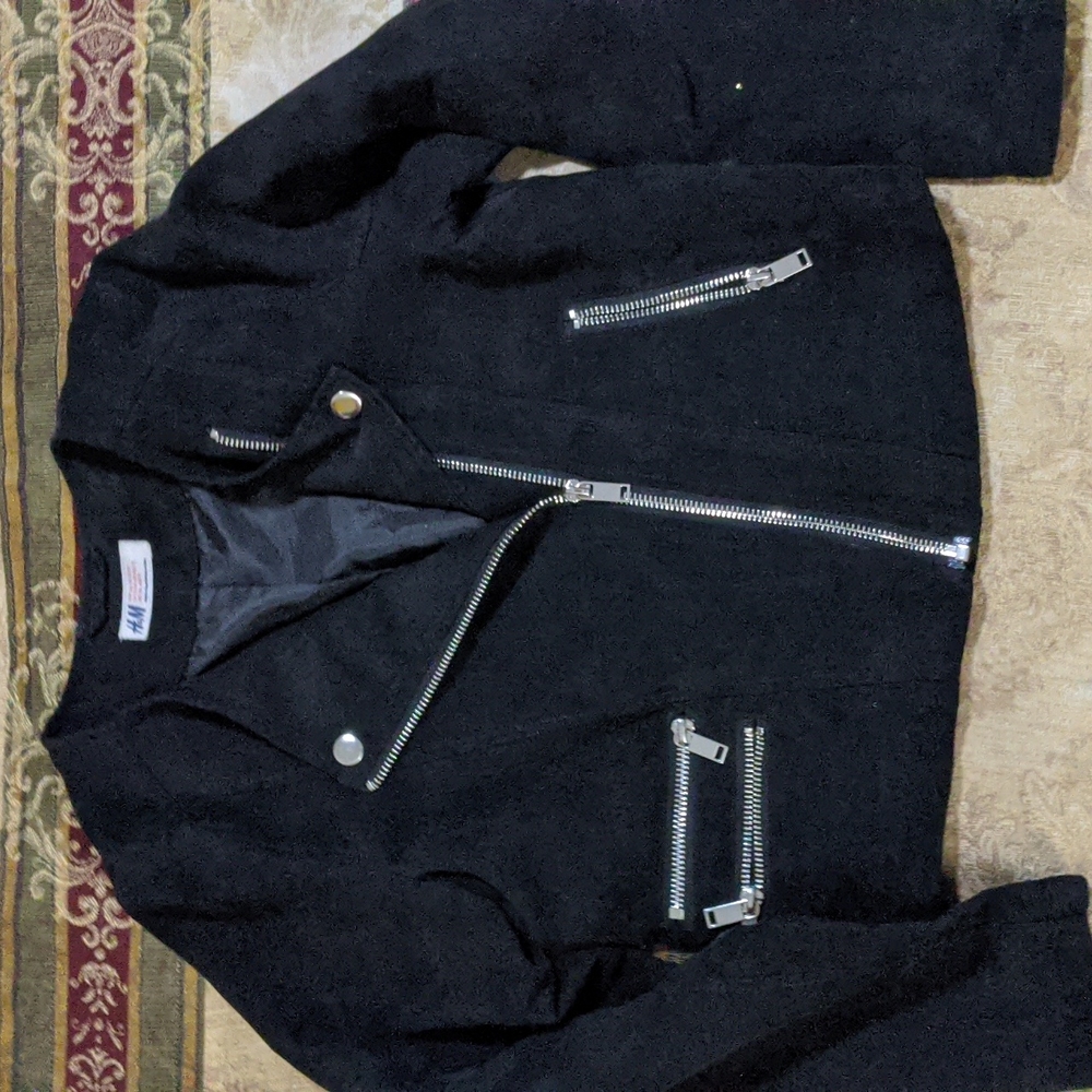 H&M Girls Jacket Black 10-11Y